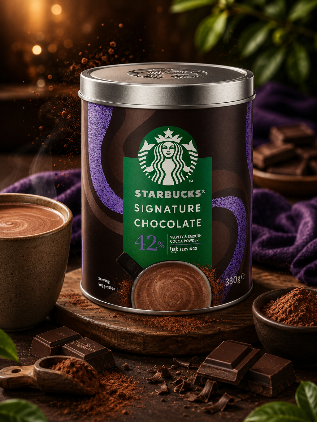 Starbucks Hot Chocolate Mix 42% Chocolate 330g - Velvety Smooth, 15 Servings (Product of UK)