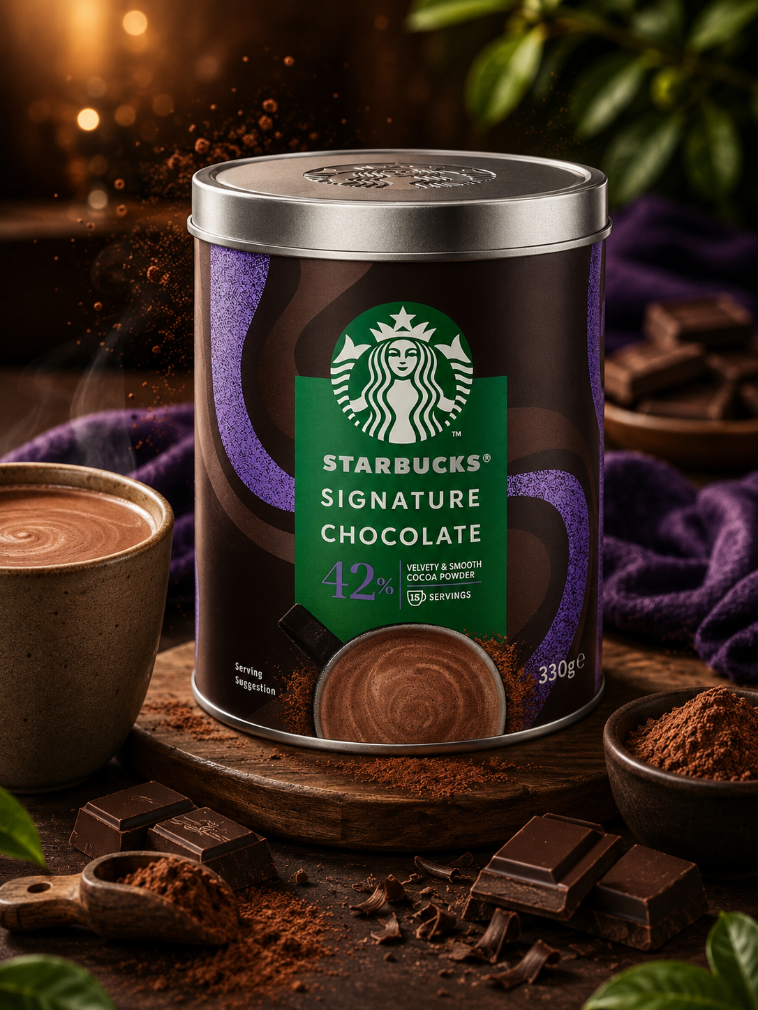 Starbucks Hot Chocolate Mix 42% Chocolate 330g - Velvety Smooth, 15 Servings (Product of UK)