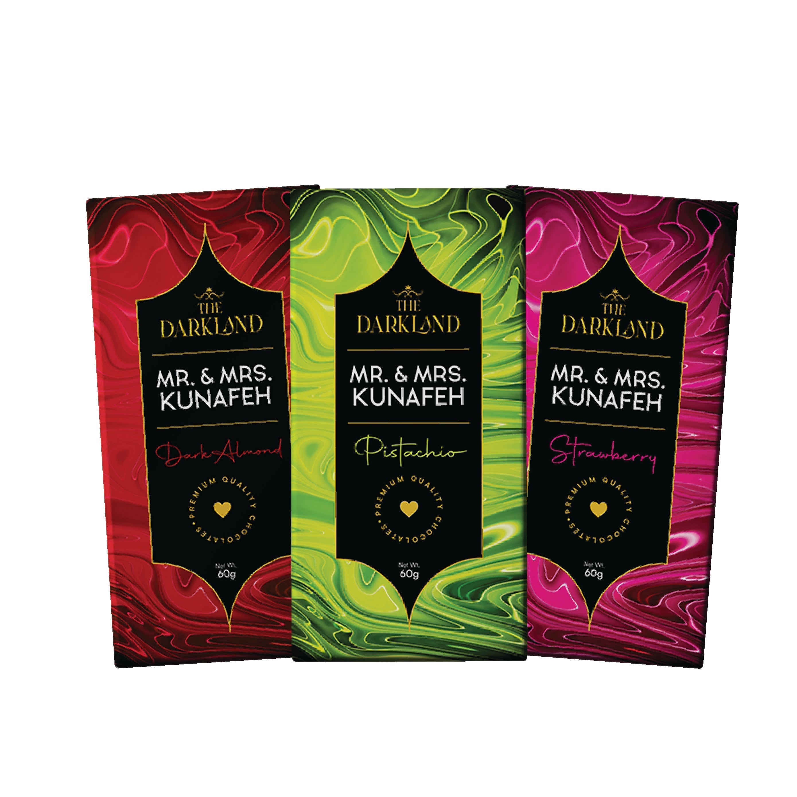 Combo Dhamaka - MR. & MRS. Kunafa | Pistachio, Strawberry & Dark Almond Flavour | Aphrodisiac Chocolate Bar