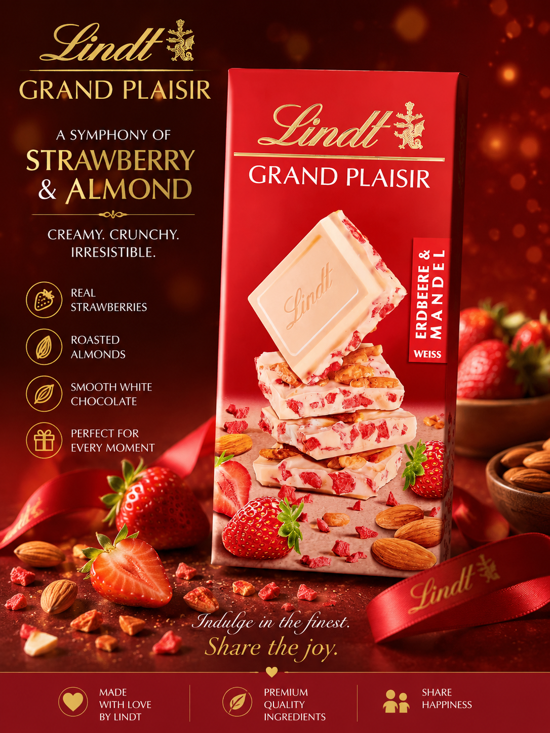 Lindt White Chocolate Bar 150g - Image 1