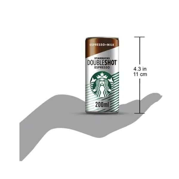 Starbucks Doubleshot Espresso | 2X Espresso | Espresso + Milk, 6.76 fl oz ℮ 200 ml (Pack of 02)