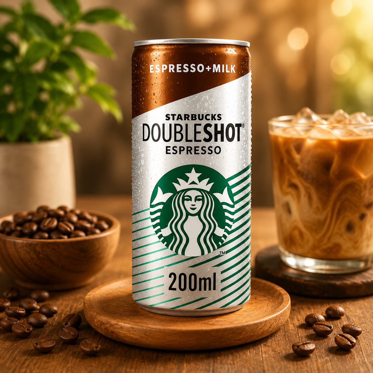 Starbucks Doubleshot Espresso | 2X Espresso | Espresso + Milk, 6.76 fl oz ℮ 200 ml (Pack of 02)