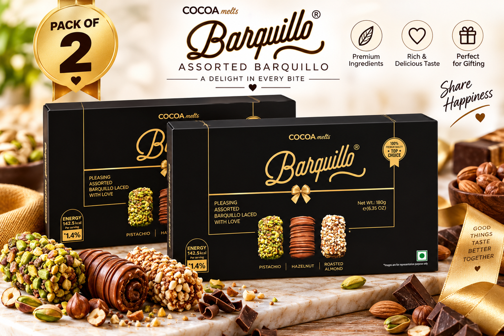 Barquillo Assorted Premium Chocolate Gift Pack Box - 9 Pcs (180 gm) | Roasted Almonds, Hazelnut and Pistachio (Pack of 02) ( UAE)