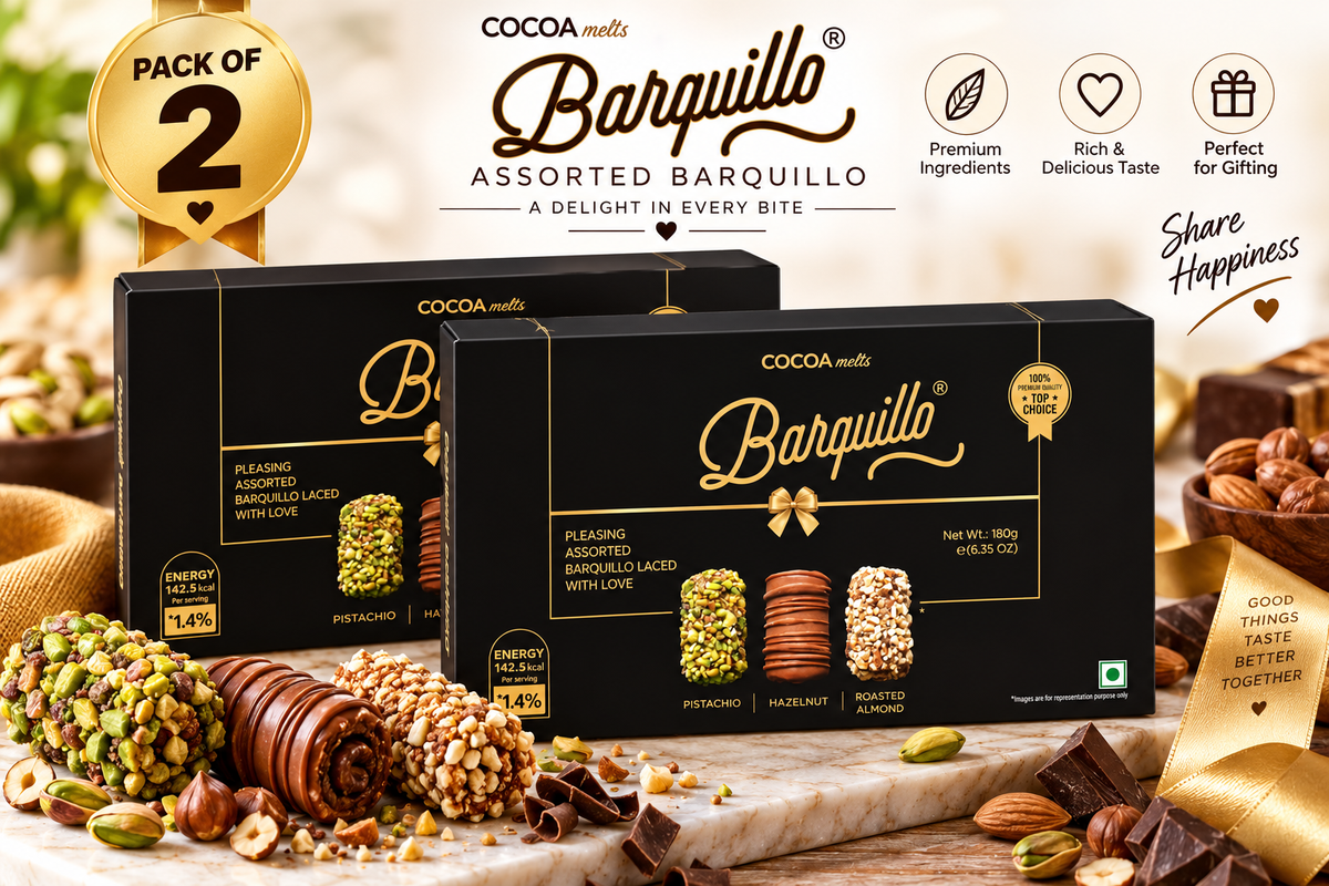 Barquillo Assorted Premium Chocolate Gift Pack Box - 9 Pcs (180 gm) | Roasted Almonds, Hazelnut and Pistachio (Pack of 02) ( UAE)