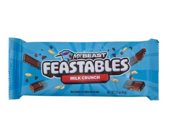 Mr Beast Feastables Milk Crunch Chocolate With Rice Puffed Smoothness 60gm Imported