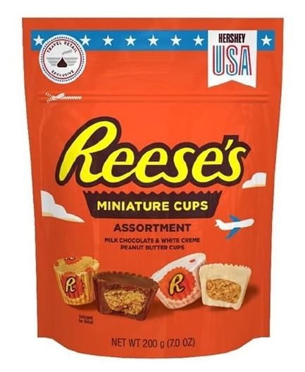 Reese's Miniature Cups Assortment, Milk Chocolate and White Creme Peanut Butter Cups, 200g (Product Of USA)