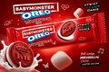 OREO x BABYMONSTER Red Sandwich Cookies with Marshmallow Creme, 110.4g (Pack of 03) (Indoesia)