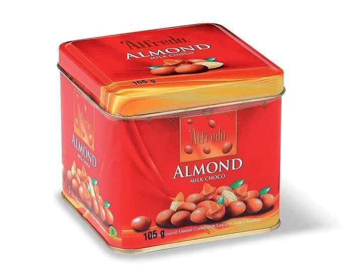 Alfredo Almond Milk Chocolate Covered With Almonds in Red Tin Nutties 105g (From Malaysia)
