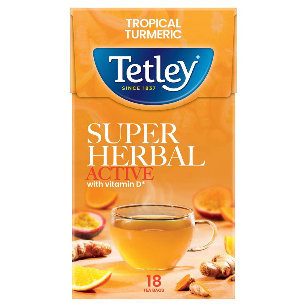 Tetley Super Herbal Active Green Tea - Imported Premium Herbal Blend
