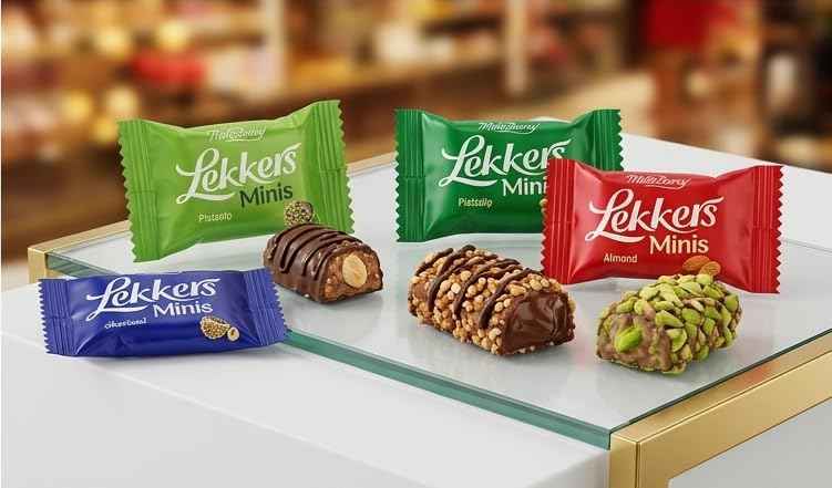 MellsBurry Lekkers Minis Assorted Hazelnut Chocolate Wafer Bites, Nuts Coated Crunchy Snack, 150g