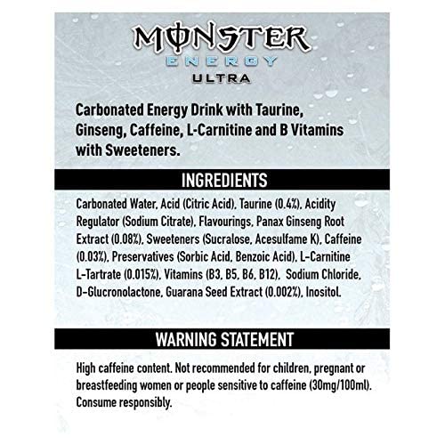 Monster Energy Ultra White Energy Drink 500 Ml - Pack of 2 Ultra White
