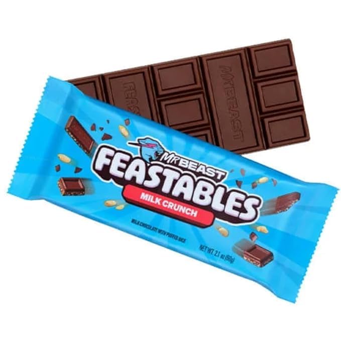 Mr Beast Feastables Milk Crunch Chocolate With Rice Puffed Smoothness 60gm Imported