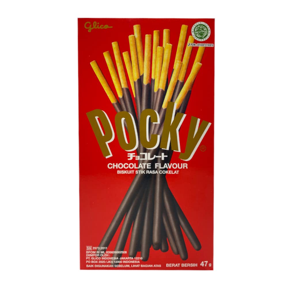 Glico Pocky Chocolate Biscuit Sticks - Cream Covered Treat, 47 Gram, 10 Pack