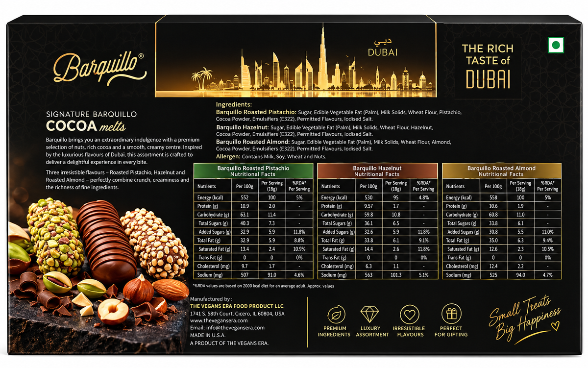 Barquillo Assorted Premium Chocolate Gift Pack Box - 9 Pcs (180 gm) | Roasted Almonds, Hazelnut and Pistachio (Pack of 02) ( UAE)