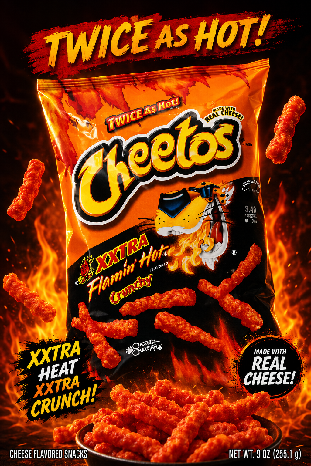 Cheetos Xtra Flamin Hot, 226.8g  (Pack of 02) (USA)