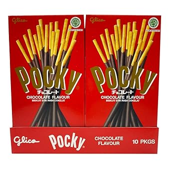 Glico Pocky Chocolate Biscuit Sticks - Cream Covered Treat, 47 Gram, 10 Pack
