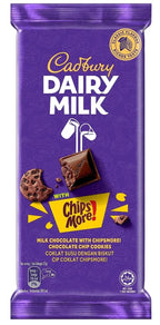 Cadbury Dairy Milk Chocolate Bar with ChipsMore! Chocolate Chip Cookies, Classic Flavour, 130g (Pack of 02) (Malaysia)