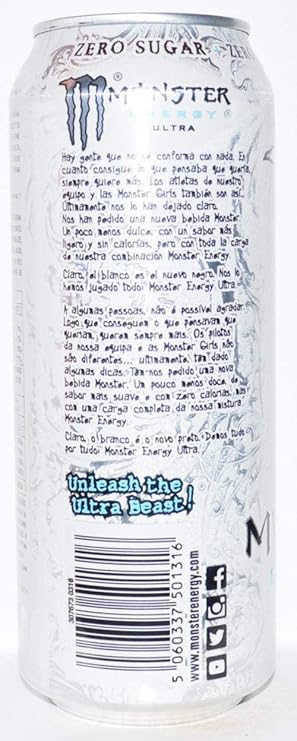 Monster Energy Ultra White Energy Drink 500 Ml - Pack of 2 Ultra White