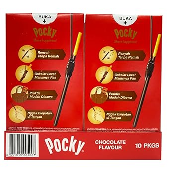 Glico Pocky Chocolate Biscuit Sticks - Cream Covered Treat, 47 Gram, 10 Pack