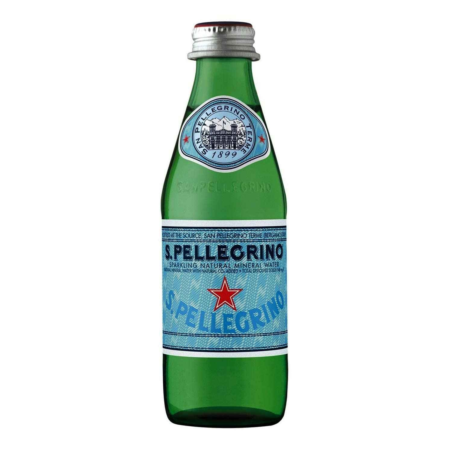 San Pellegrino Sparkling Natural Mineral Water Glass Bottle 250ml - (Pack of 24)