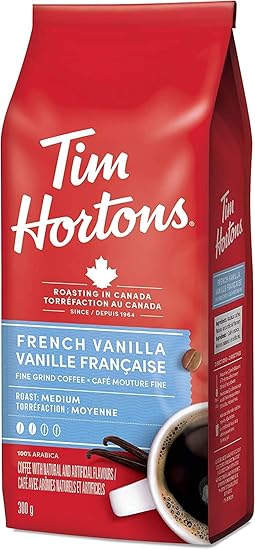 Tim Hortons French Vanilla Coffee - Medium Roast 100% Arabica Fine Grind