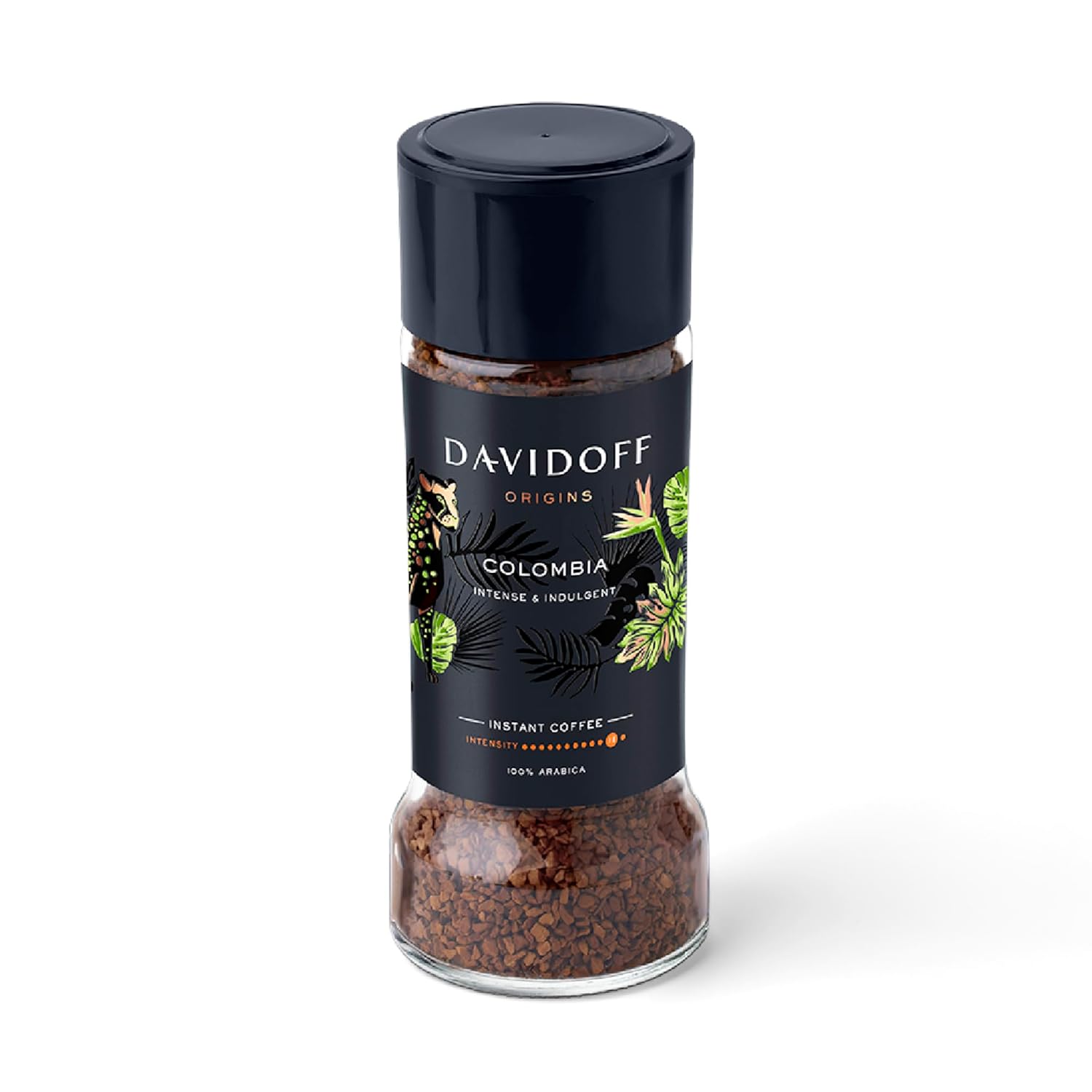 Davidoff Origins Colombia Flavour Instant Coffee, 11/12 Intensity - 100% Arabica - 3.53 Oz 90g, Granule, Glass Bottle (Pack of 04)