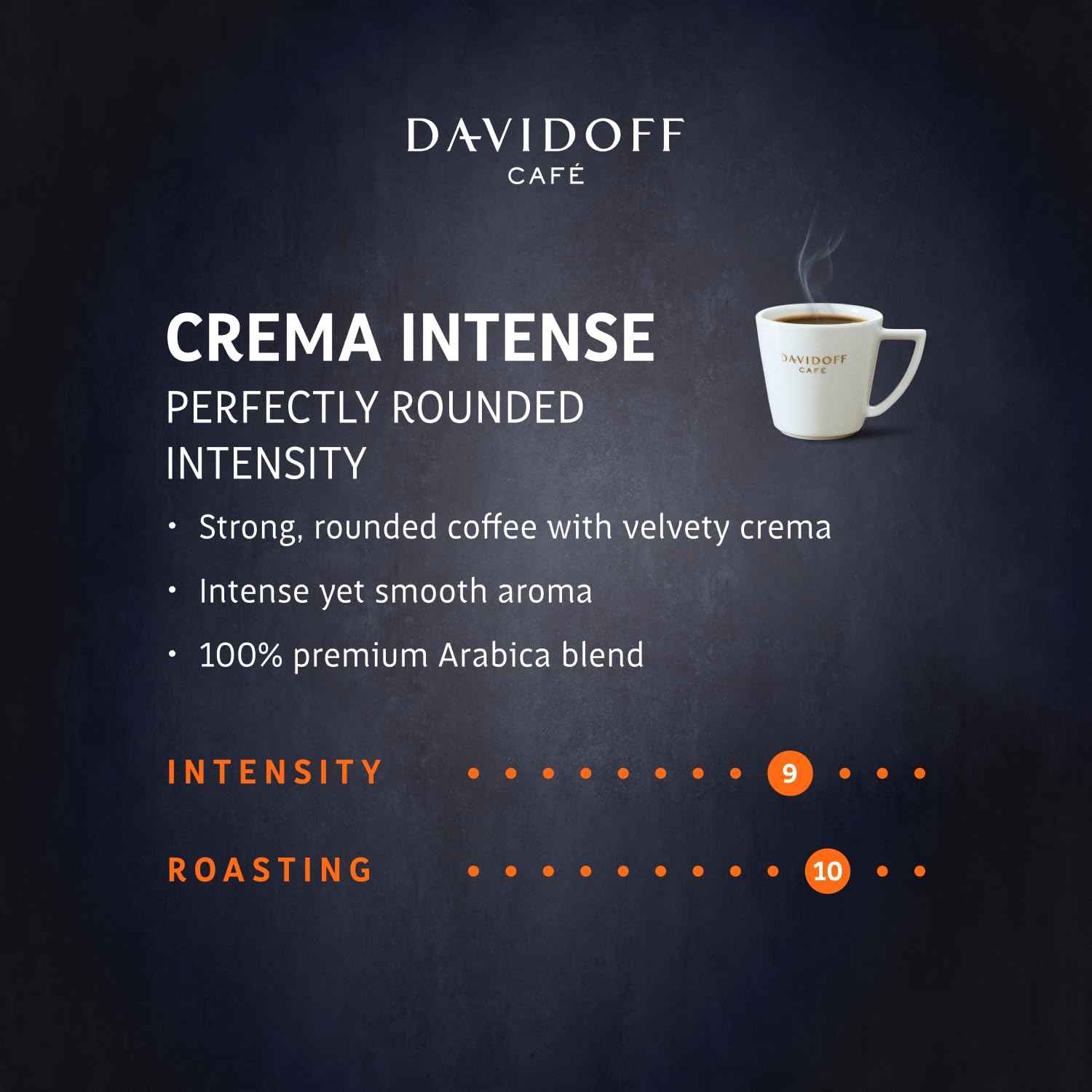 Davidoff Crema Intense Instant Coffee Powder, Bottle - 9/12 Intensity - 90 Gram (Pack of 04)