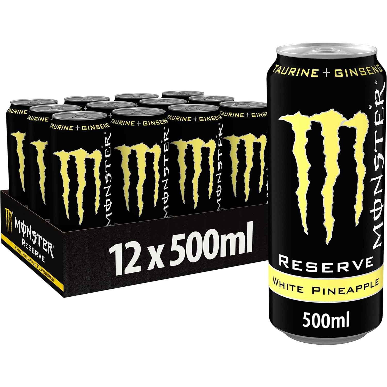 Monster Energy® White Pineapple Carbonated Energy Drink | Pack of 12 Cans (UK)