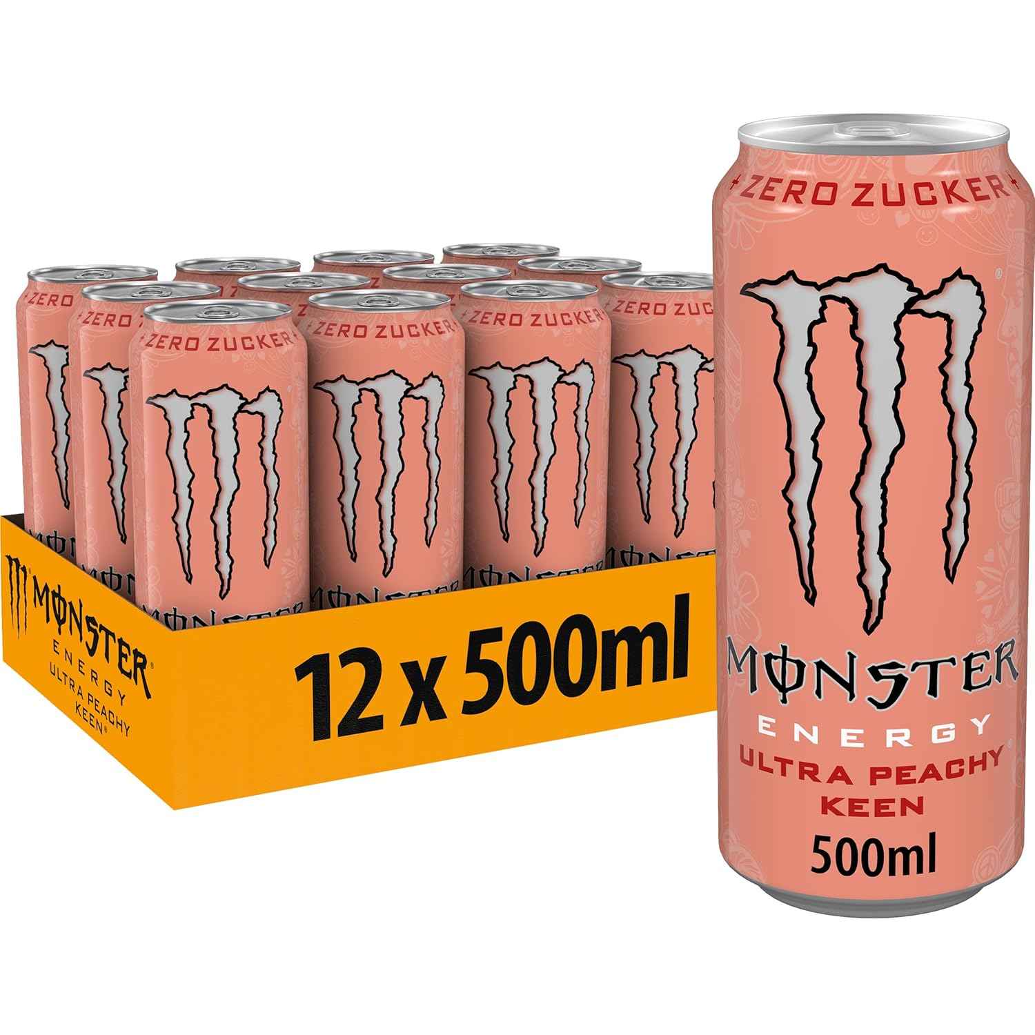Monster Energy® Ultra Peach Keen Carbonated Energy Drink | Pack of 12 Cans (UK)
