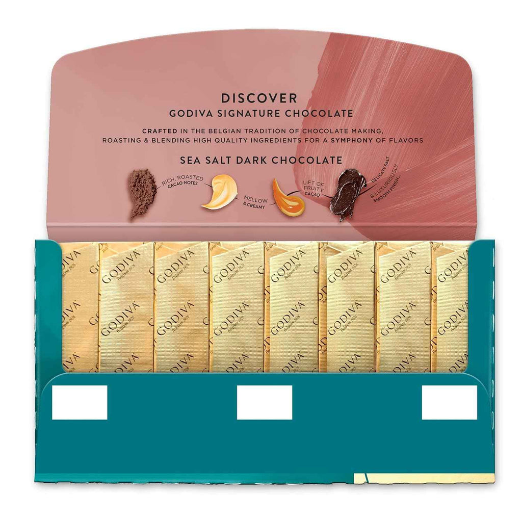 GODIVA Signature Sea Salt Dark Chocolate, 8 Individually Wrapped Mini Bars, 90g (Product Of Belgium) From DECADENT