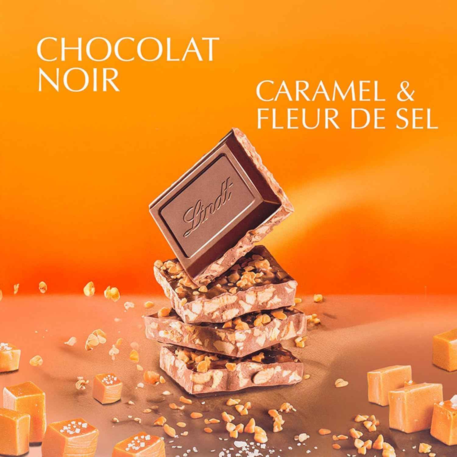 Lindt Grand Plaisir Dark Chocolate Bar with Caramel and Fleur de Sel, Premium Swiss Chocolate, 150g (From Asutria) (Pack of 02)