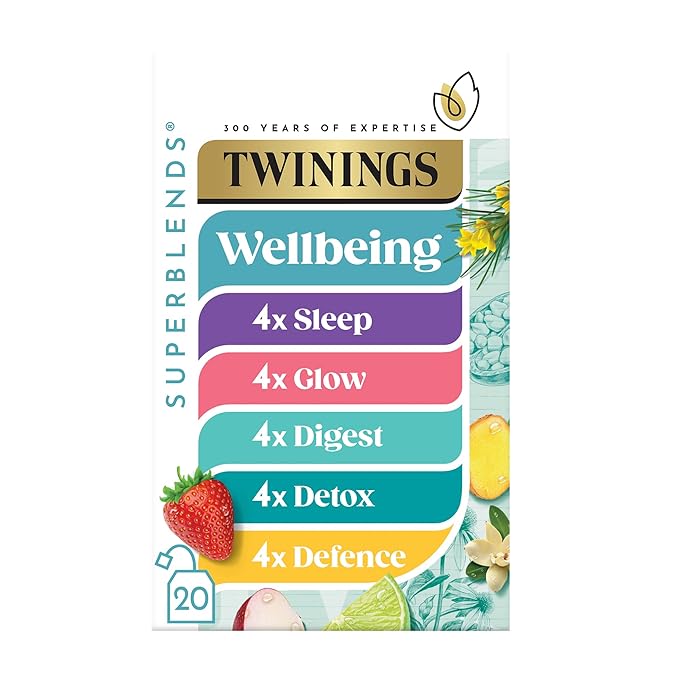 Twinings Wellbeing Tea Collection – 20pc Imported Tea Bags for Your Health