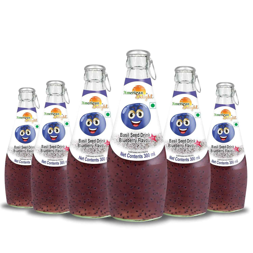 American Delight Blueberry Flavored Drink with Basil Seed (Pack of  24x 300ml) Flavored Drink Blueberry Flavored Drink Ready to Serve