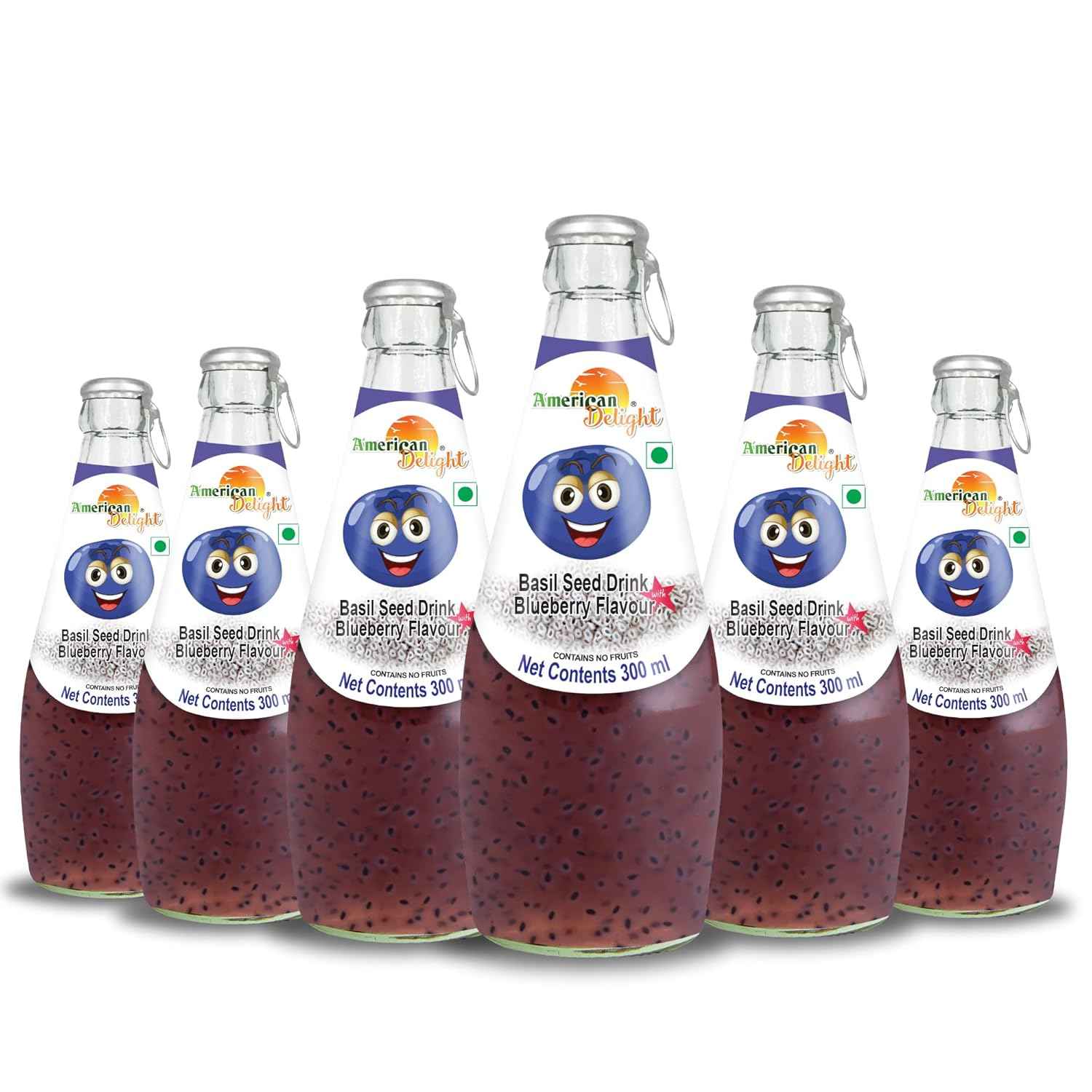 American Delight Blueberry Flavored Drink with Basil Seed (Pack of  24x 300ml) Flavored Drink Blueberry Flavored Drink Ready to Serve