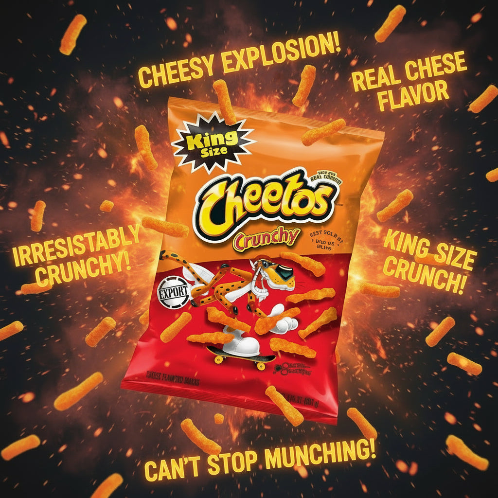Frito Lay Cheetos King Size Crunchy Cheese Flavored Snack 3.49 oz ℮ 99 g