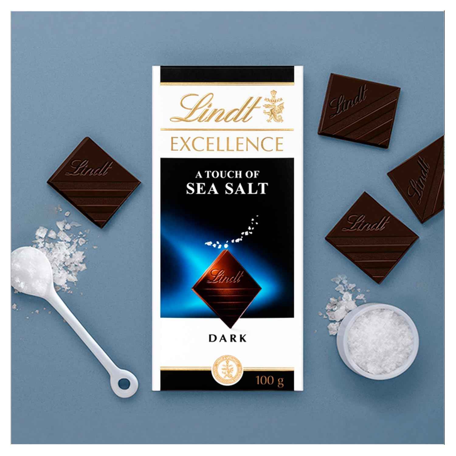 Lindt Excellence Sea Salt Touch Chocolate 100 Grams(Pack of 02)