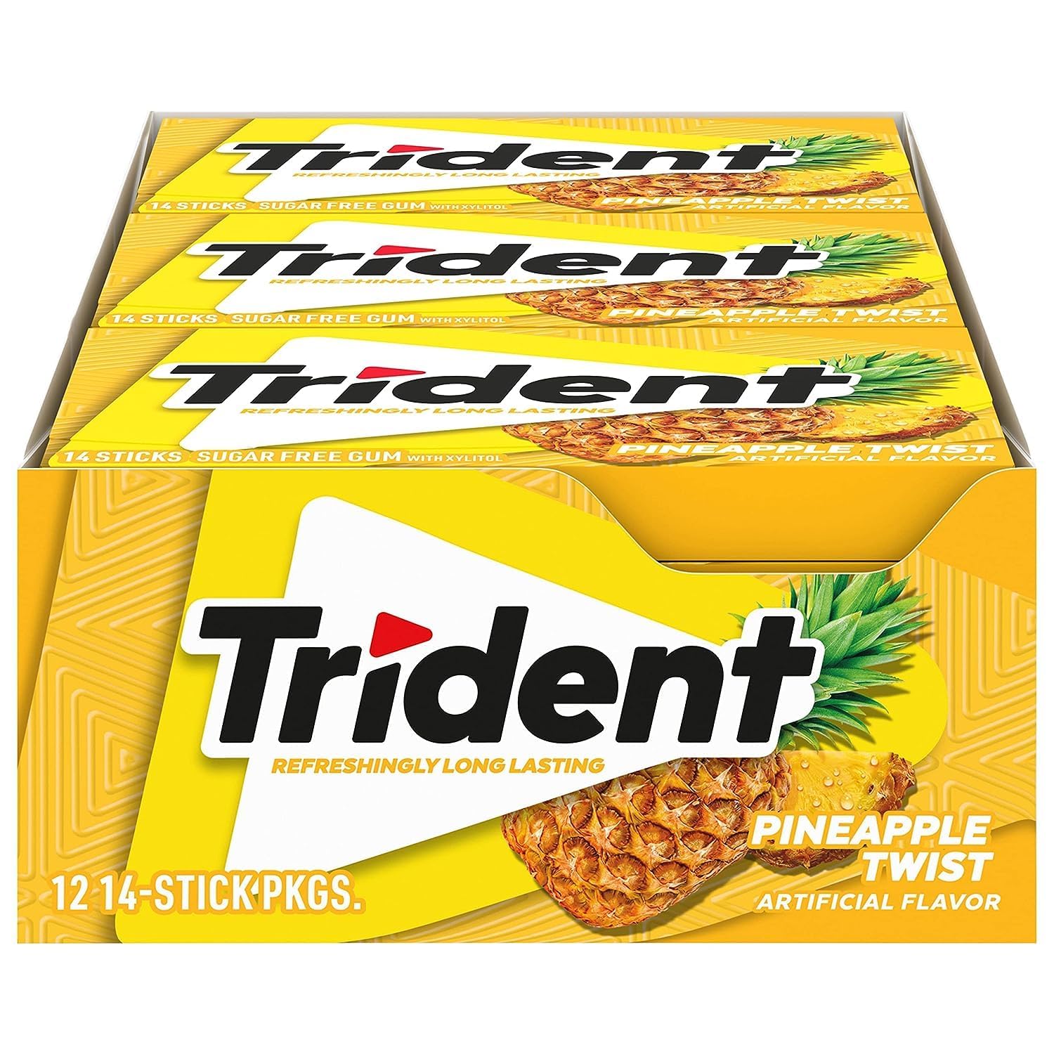 Trident Imported Sugar Free Pineapple Gum, 14 Count (Pack of 12)