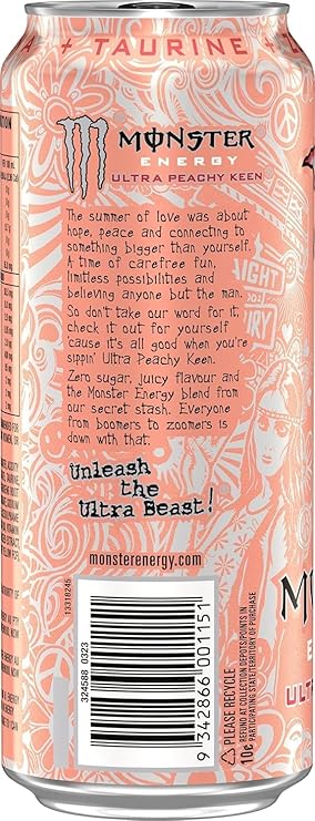 Monster Energy Drink Ultra Peachy Keen 500 ml ( pack  of 2)