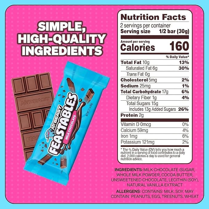 Mr Beast Milk Chocolate Bar 60g Premium Feastables Chocolate