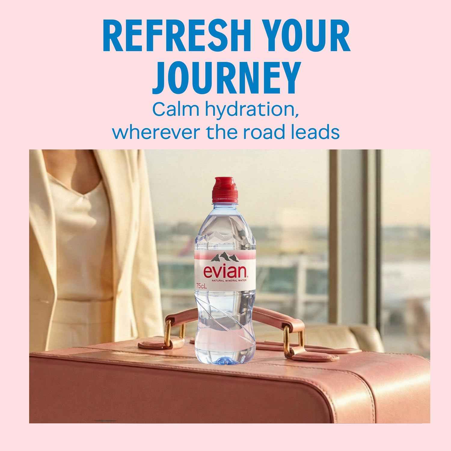 Evian Mineral water, Naturally Filtered Drinking water, 750ml Bottled Water Crafted by Nature, Case of 12 x 750ml Sports Cap Water Bottles