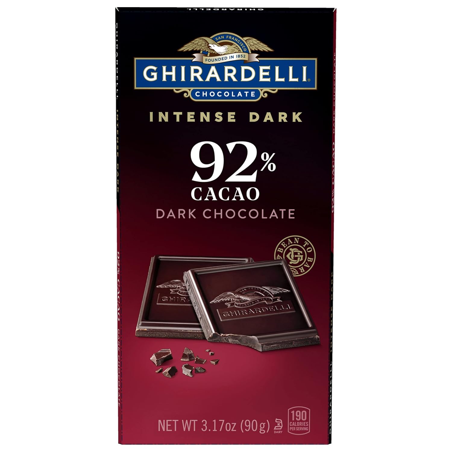 Ghirardelli 92% Intense Dark Chocolate Bar, 90g (USA)