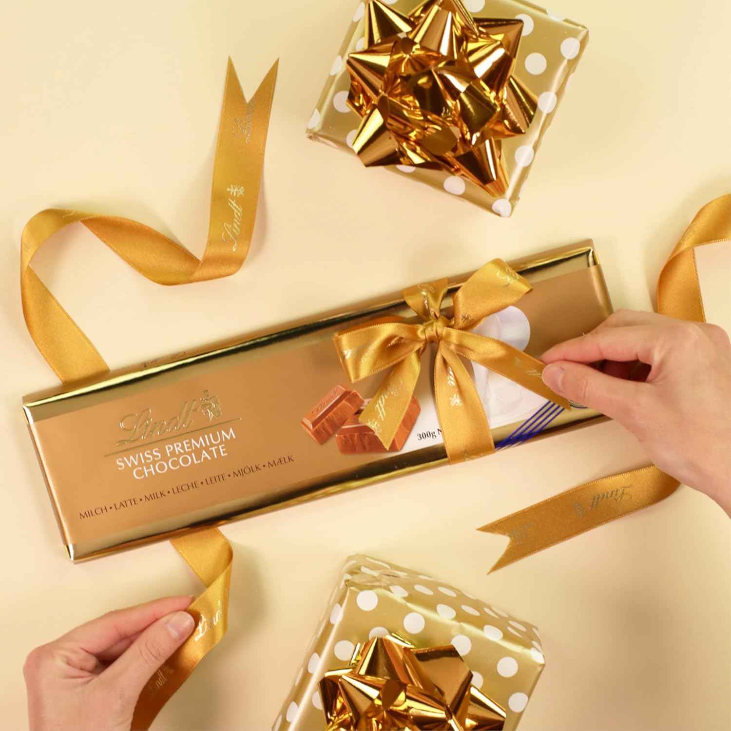 Lindt Gold Tab Chocolate with Hazelnut 300 gm Pack