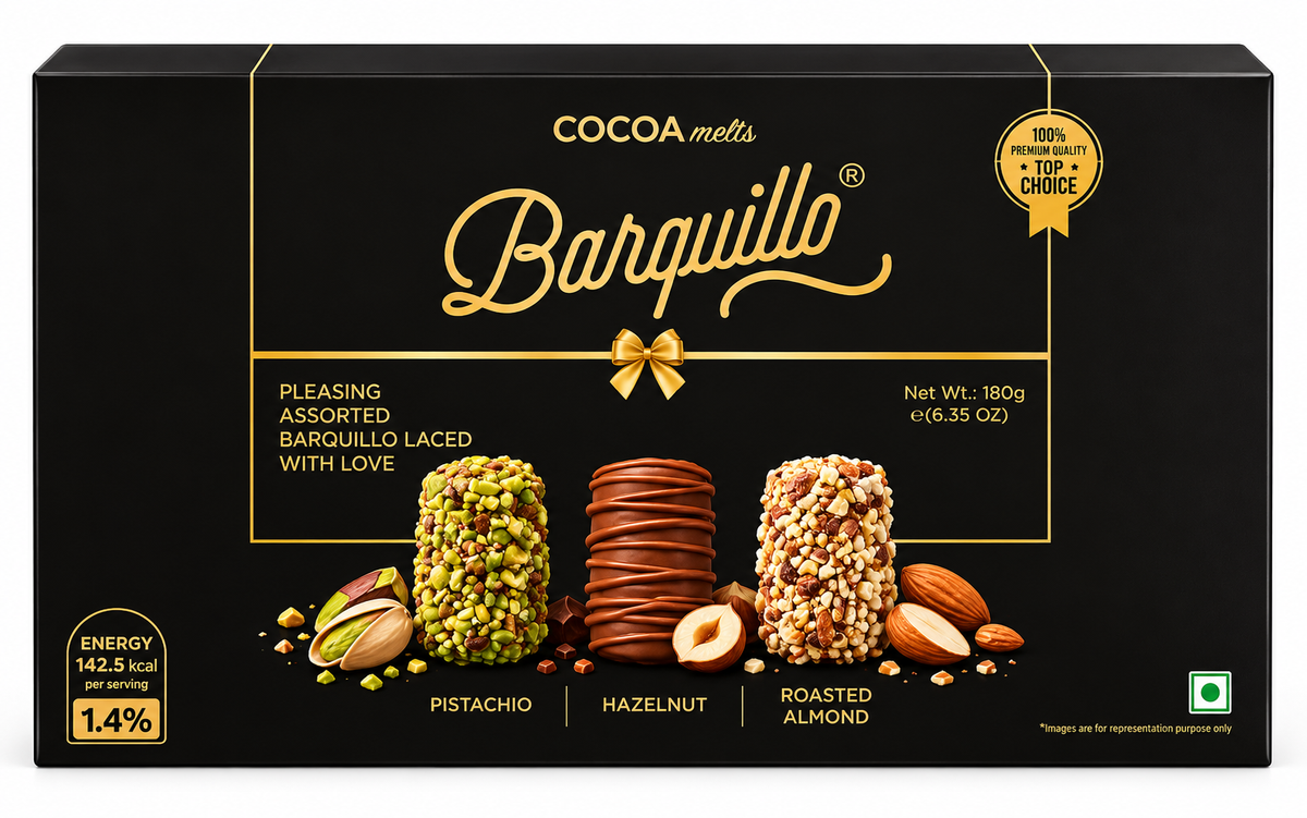 Barquillo Assorted Premium Chocolate Gift Pack Box - 9 Pcs (180 gm) | Roasted Almonds, Hazelnut and Pistachio (Pack of 02) ( UAE)