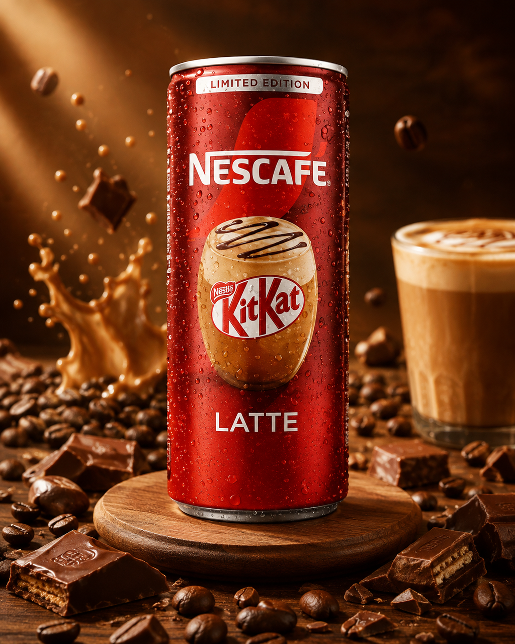 Nescafé KitKat Latte Canned Coffee Drink , Limited Edition, 220Ml (Pack of 2 ) (Malaysia)