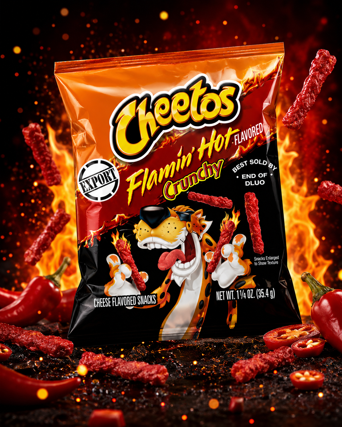 Frito Lay Cheetos Crunchy Flamin Hot Cheese Snack King Size 1.25 oz | 35.4 g - Buy Flamin Hot Cheetos King Size Today!