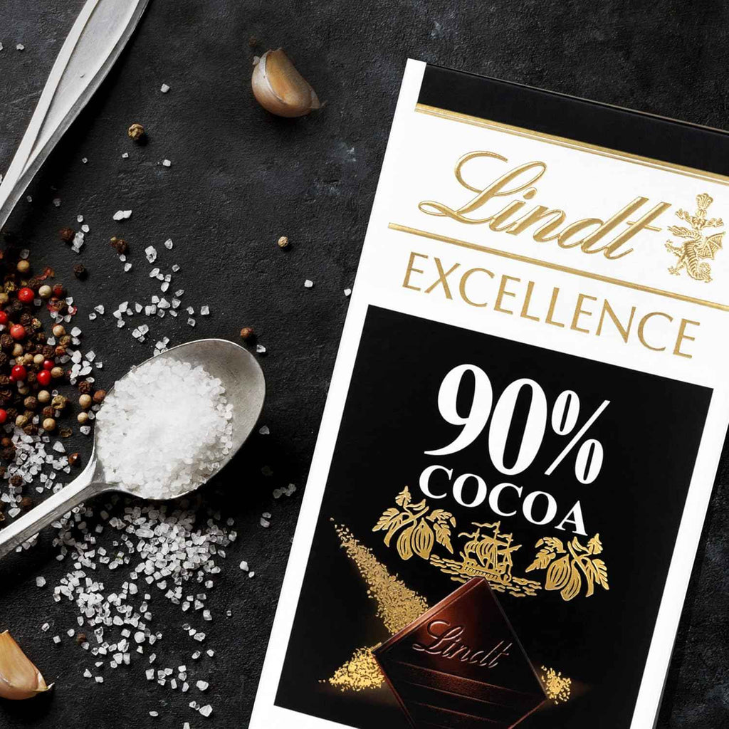 Lindt Excellence 90% Cocoa Dark Supreme Noir Chocolate Bar, 100 g (Pack of 02)
