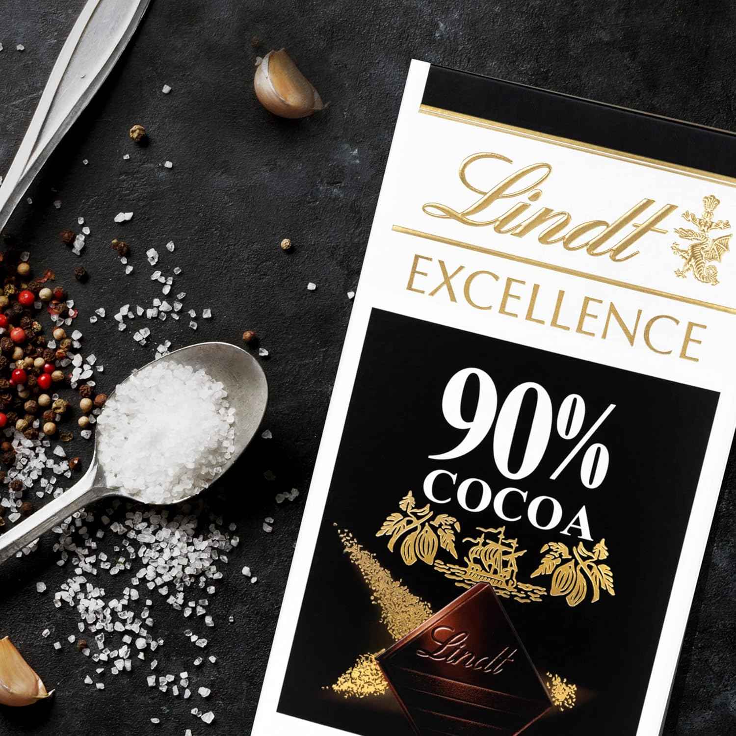 Lindt Excellence 90% Cocoa Dark Supreme Noir Chocolate Bar, 100 g (Pack of 02)