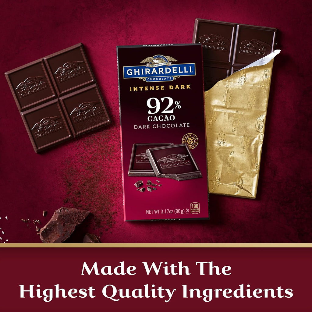 Ghirardelli 92% Intense Dark Chocolate Bar, 90g (USA)