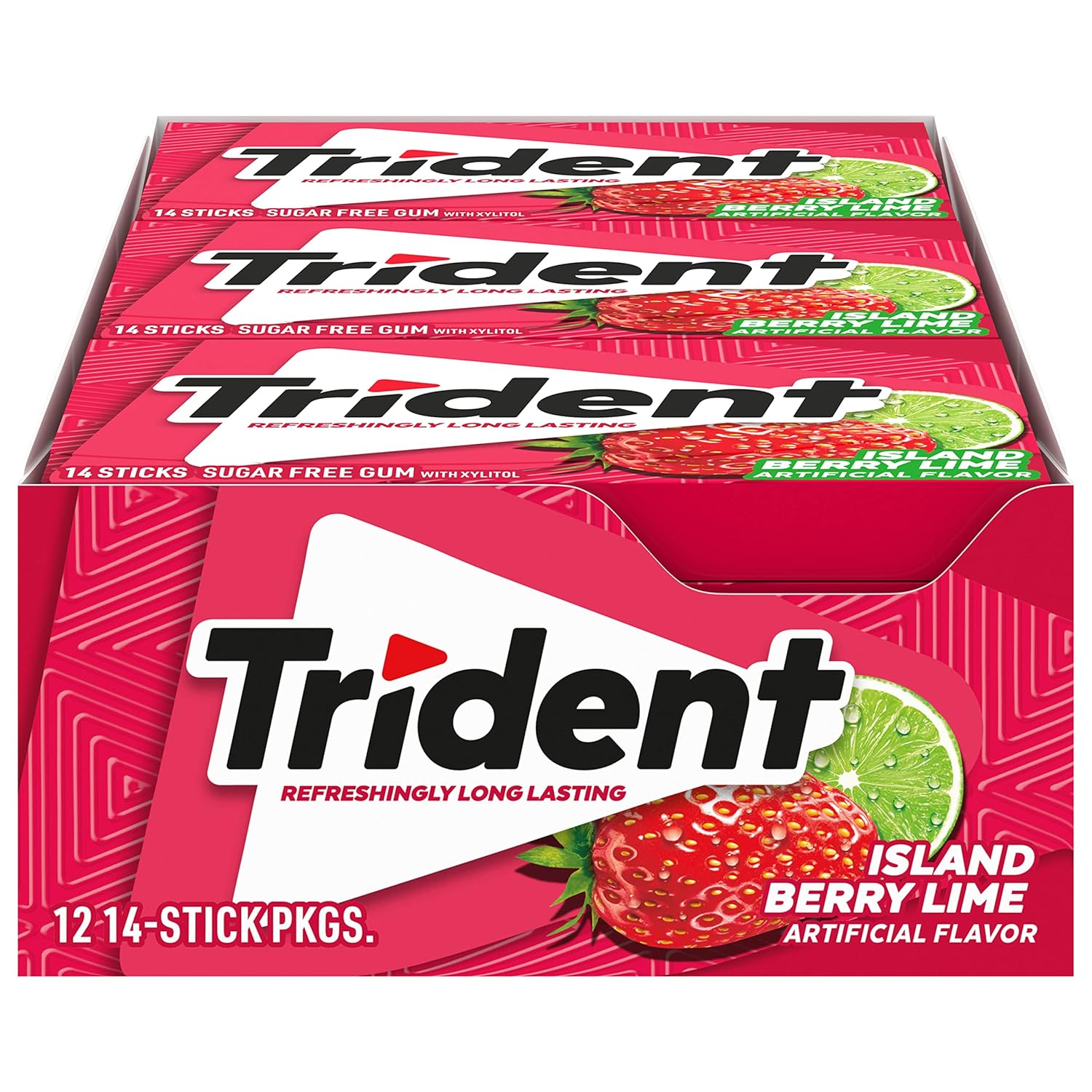 Trident Imported Sugar Free Gum Island Berry Flavour, 14 Count (Pack of 12)