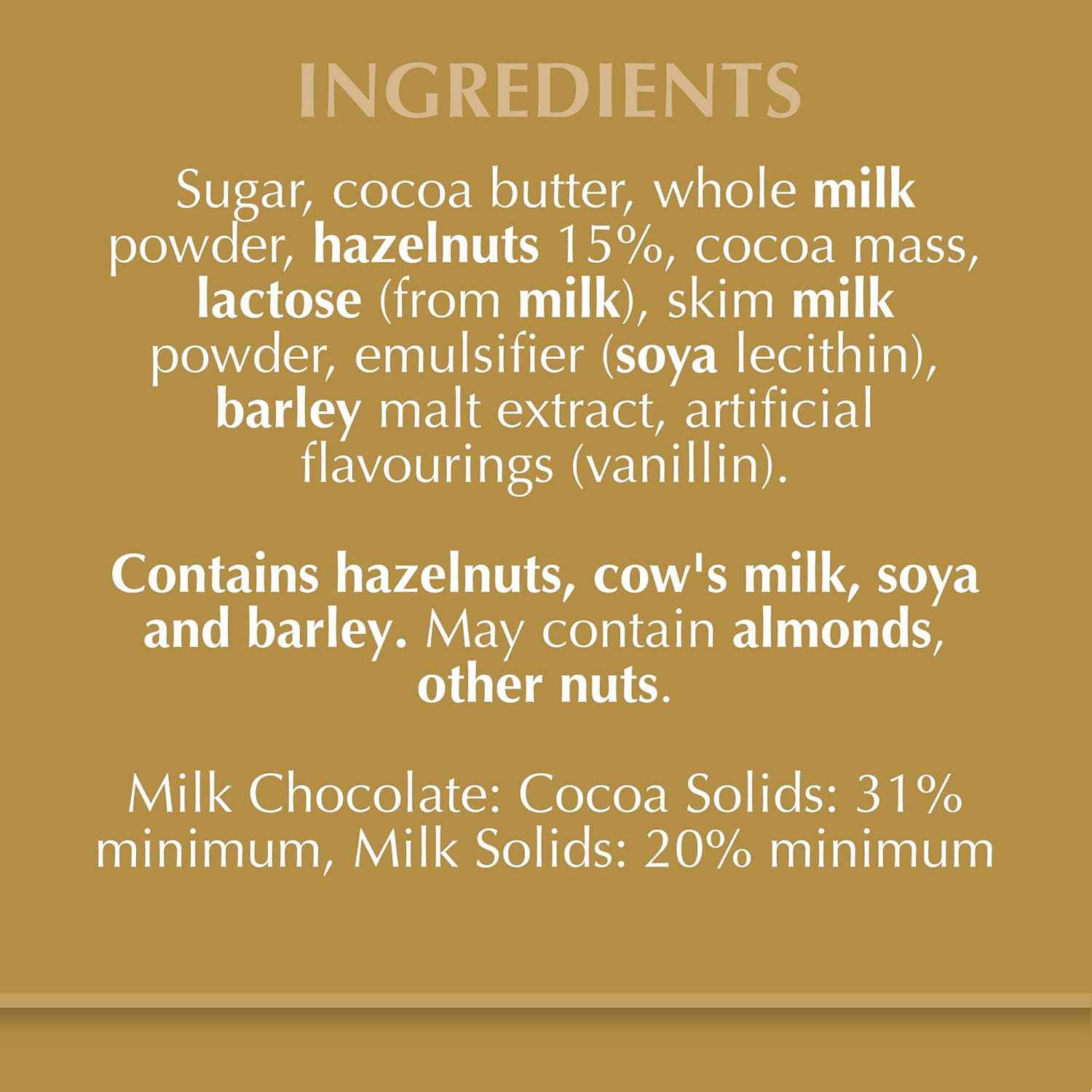 Lindt Gold Tab Chocolate with Hazelnut 300 gm Pack